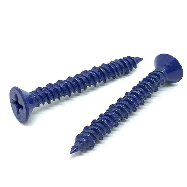 1/4x5" Phillips Flat Head Concrete Screws Piercing Point Blue Finish