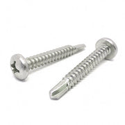 #10x1-1/4" Stainless Steel Phillips Pan Head #3 Point Self Drilling Screws