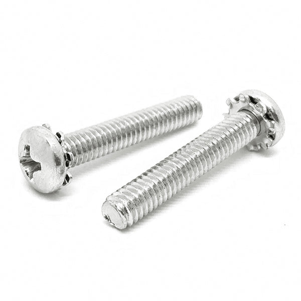#6-32x1/4" 410 Stainless Steel External Tooth Sems Phillips Pan Head Machine Screws