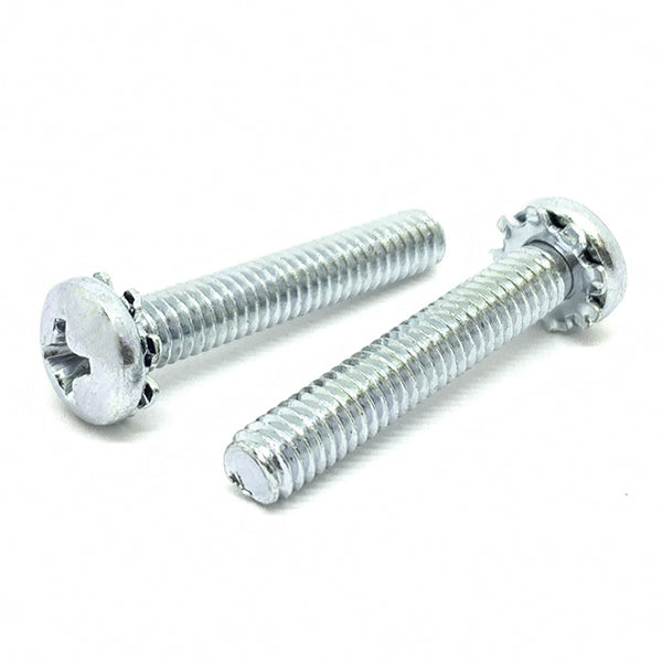 #8-32x1" External Tooth Sems Phillips Pan Head Machine Screws Zinc
