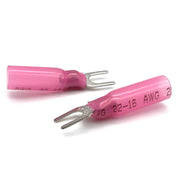Red Heat Shrink Marine Grade #8 U-Type Fork Connectors, AWG 22-16