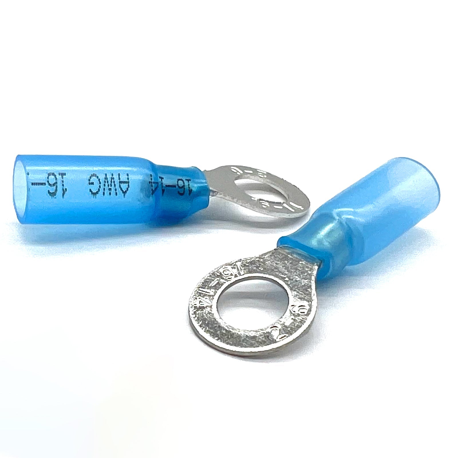 Blue Heat Shrink Marine Grade #10 Diameter Ring Connectors, AWG 16-14