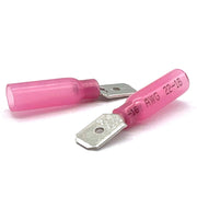 Red Heat Shrink Marine Grade Male Spade Connectors, AWG 22-16