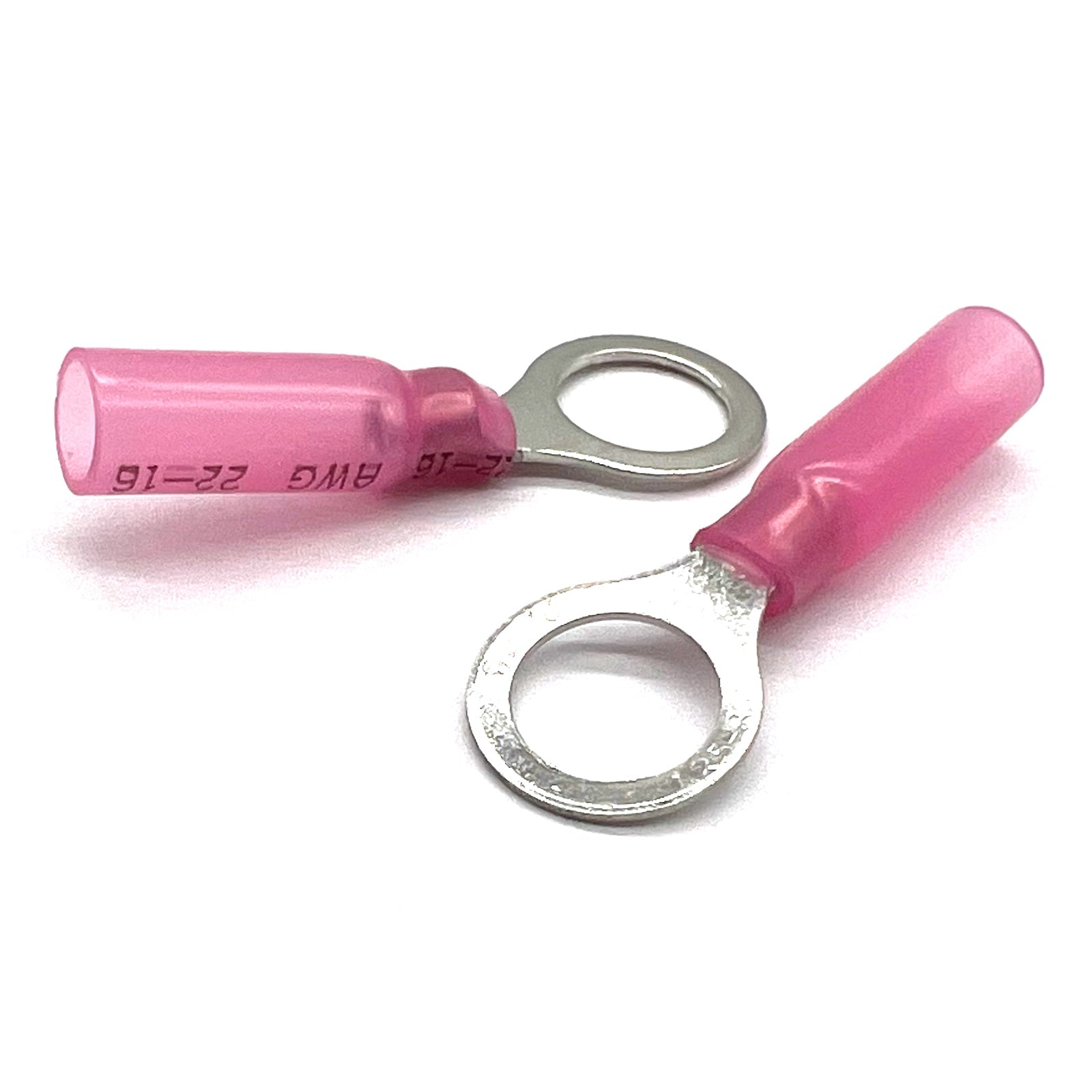 Red Heat Shrink Marine Grade 3/8" Diameter Ring Connectors, AWG 22-16