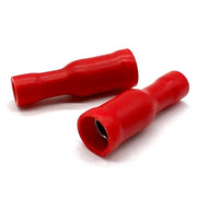 Red PVC/Vinyl Female Fully Insulated Bullet Crimp Connector, AWG 22-18