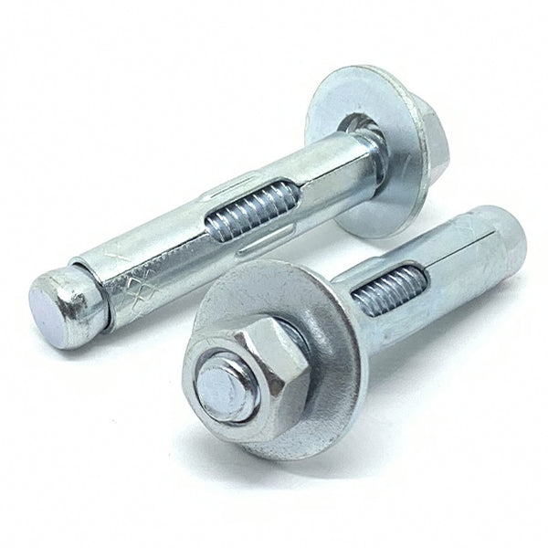 1/2-13x2-1/4" Sleeve Anchor w/ Hex Nuts & Washers Zinc Clear Steel