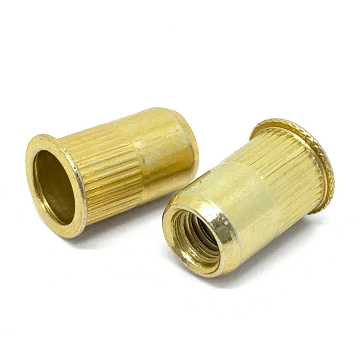 M5-0.8 (.020 - .130) Steel Small Flange Knurled Body Rivet Nut Zinc Yellow