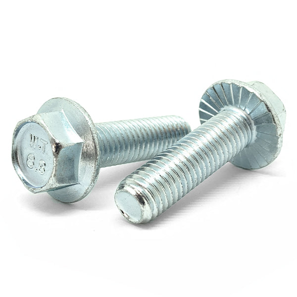 M6-1.0x12 Class 8.8 Hex Serrated Flange Bolts Zinc Clear
