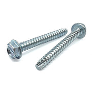 #10-16x3/8" Slotted Indent Hex Washer Head Type BT Thread Cutting Screws Zinc Clear