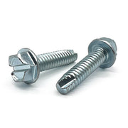 #6-32x3/8" Slotted Indent Hex Washer Head Type T Thread Cutting Screws Zinc Clear