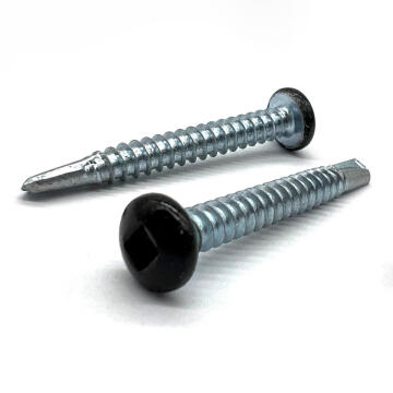 #6x1/2" Pan Head Square Drive #2 Point Self-Drilling TEKS Screw Black Painted Head Zinc