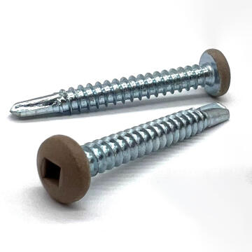 #8x1" Pan Head Square Drive #2 Point Self-Drilling TEKS Screw Tan Painted Head Zinc