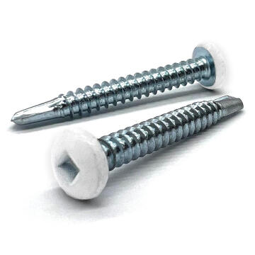 #8x1-1/4" Pan Head Square Drive #2 Point Self-Drilling TEKS Screw White Painted Head Zinc