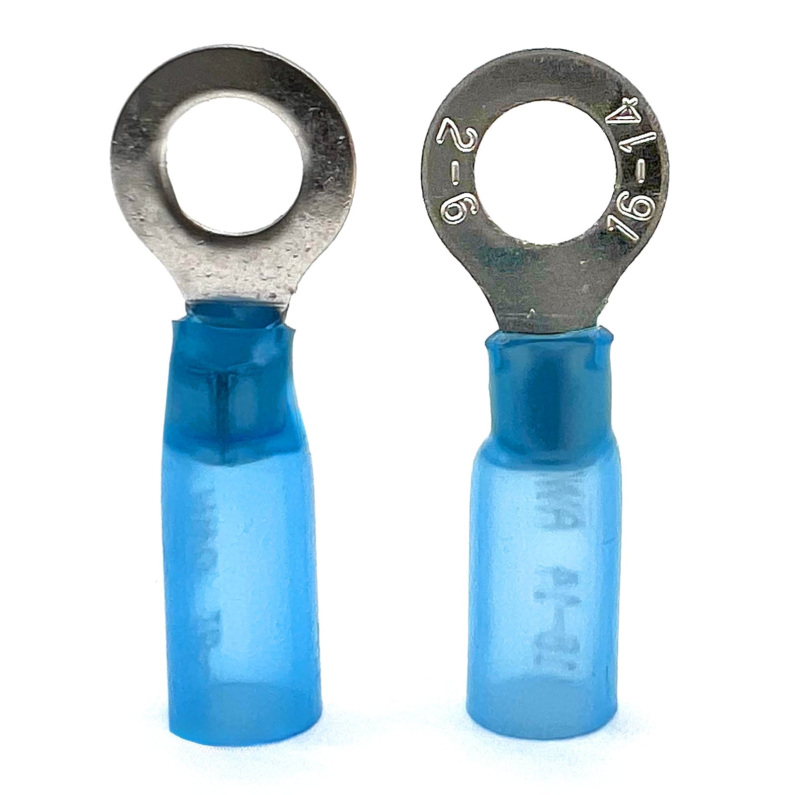 Blue Heat Shrink Marine Grade #10 Diameter Ring Connectors, AWG 16-14