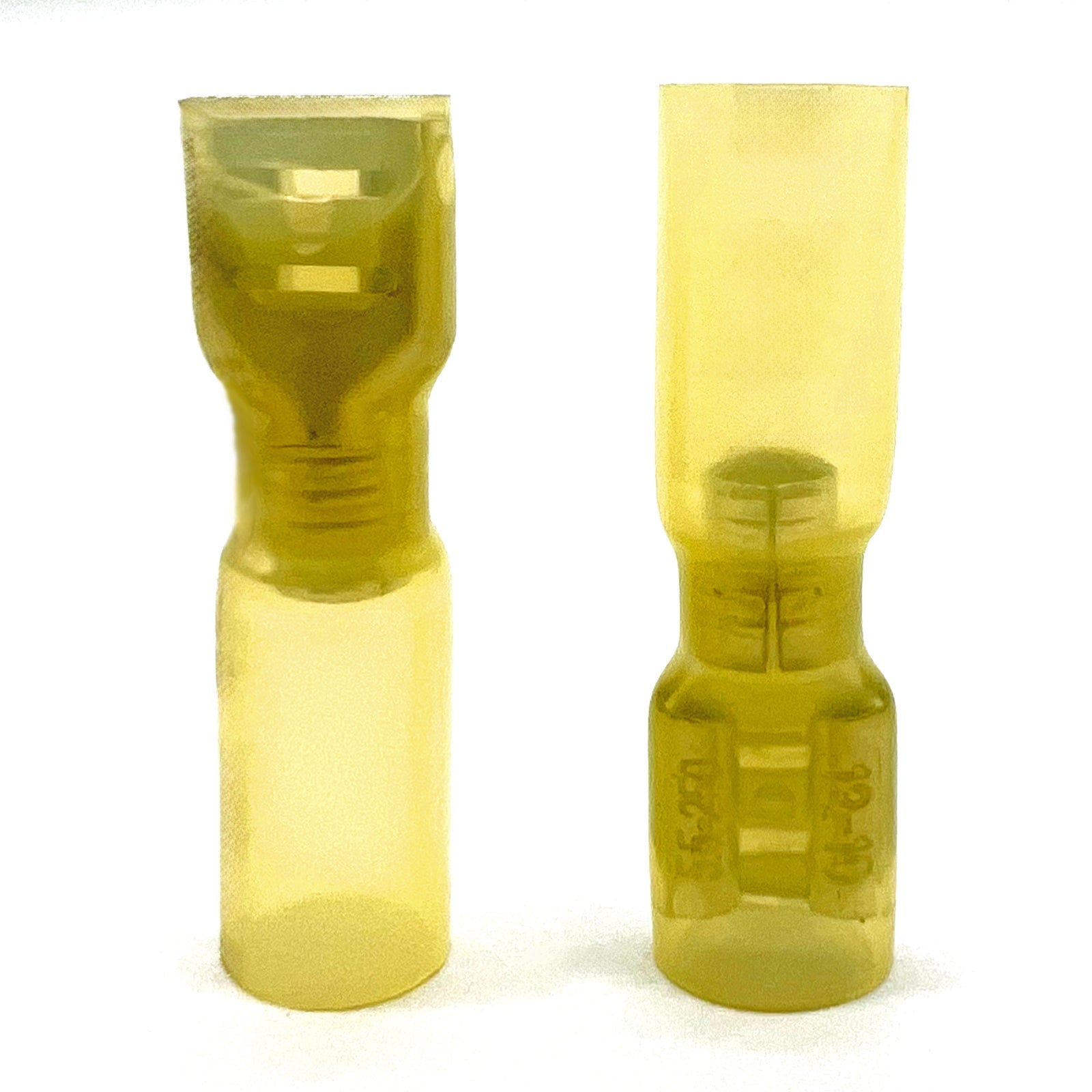 Yellow Heat Shrink Female Spade Connectors, AWG 12-10