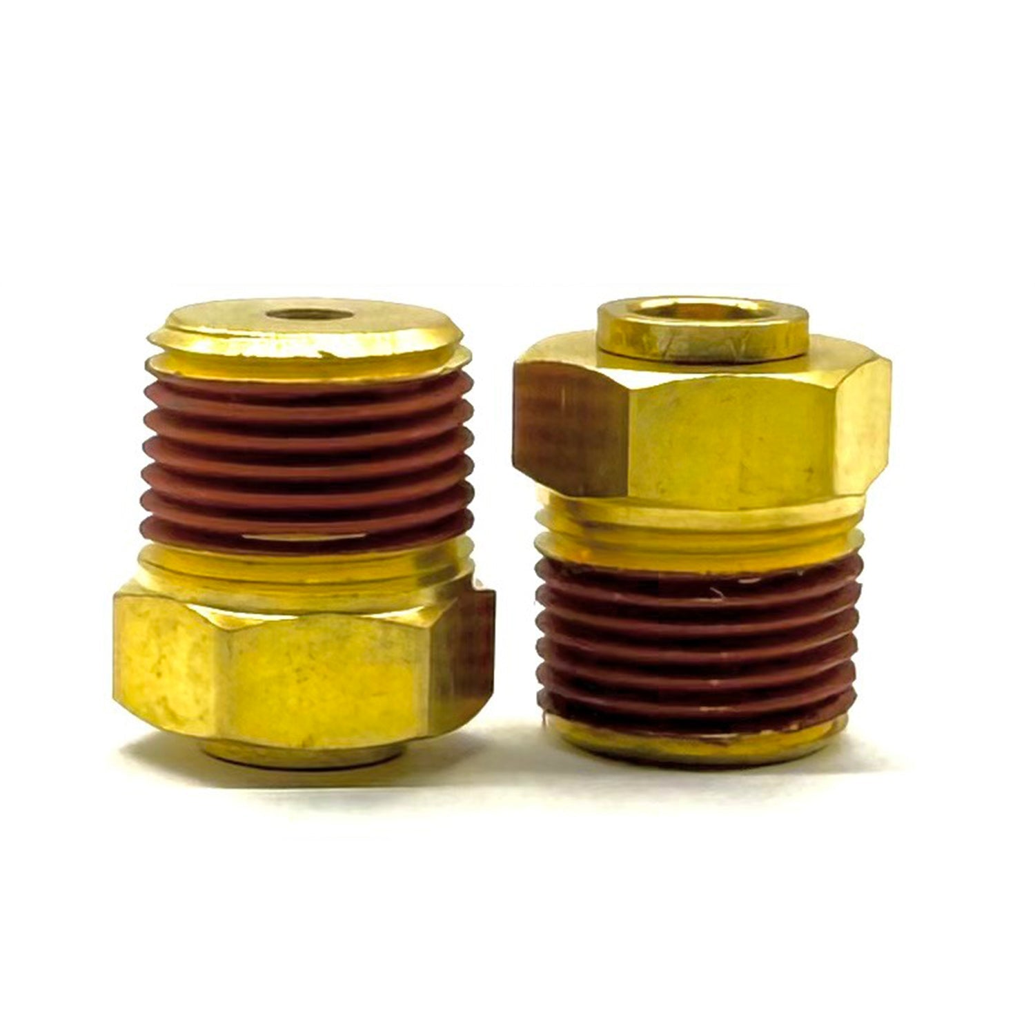 1/8" Tube to 1/8" NPT Straight Male Pipe Connector, Brass D.O.T. Push to Connect Air Brake Fitting with Red Acrylic Thread Sealant