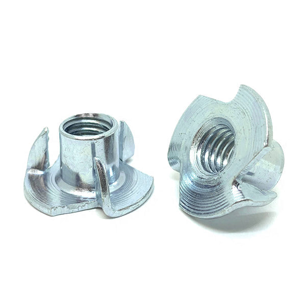 #10-24x5/16" Steel 3 Prong T Nuts Zinc Clear