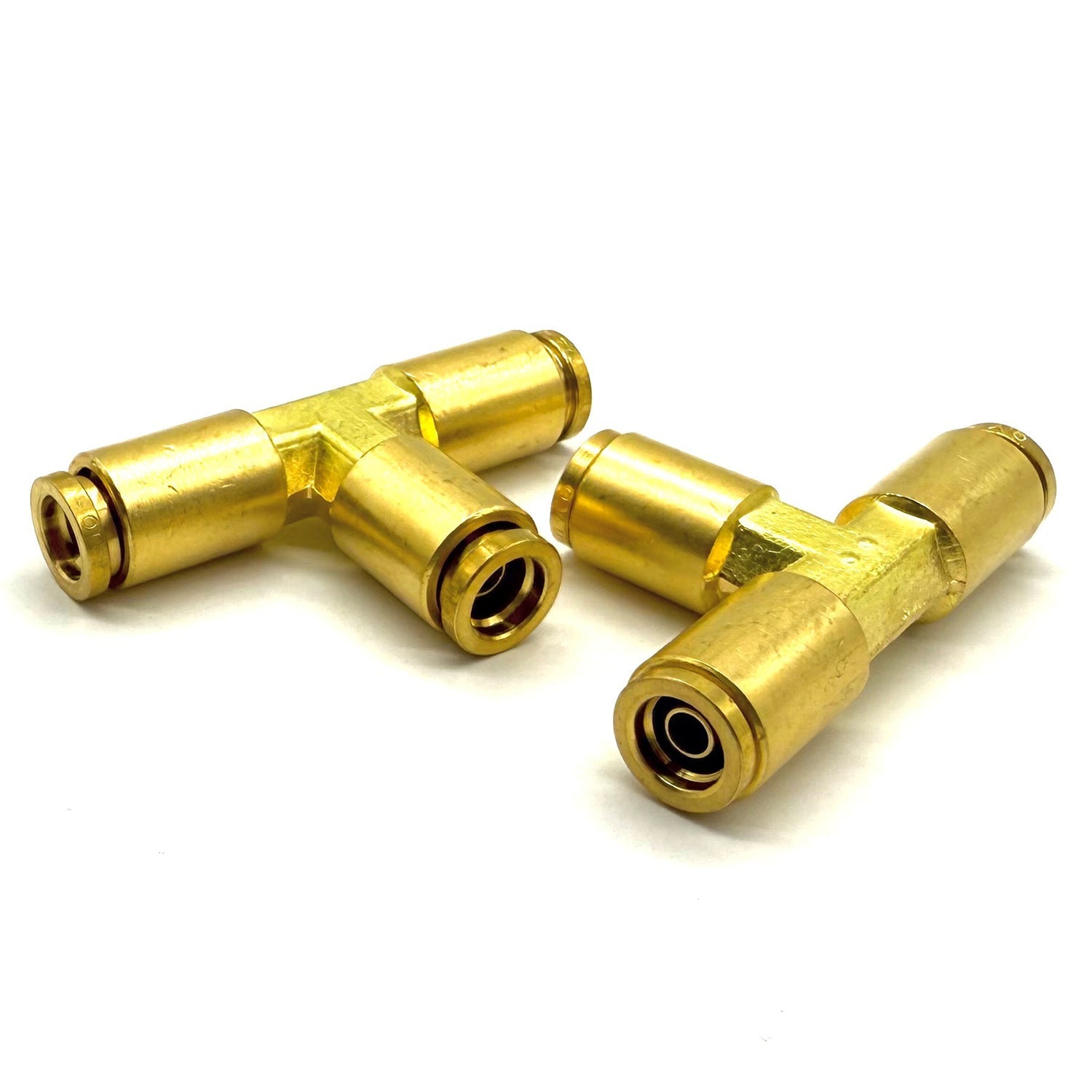 1/4" Tube Union Tee Coupling, D.O.T. Brass Push to Connect Air Brake Fitting