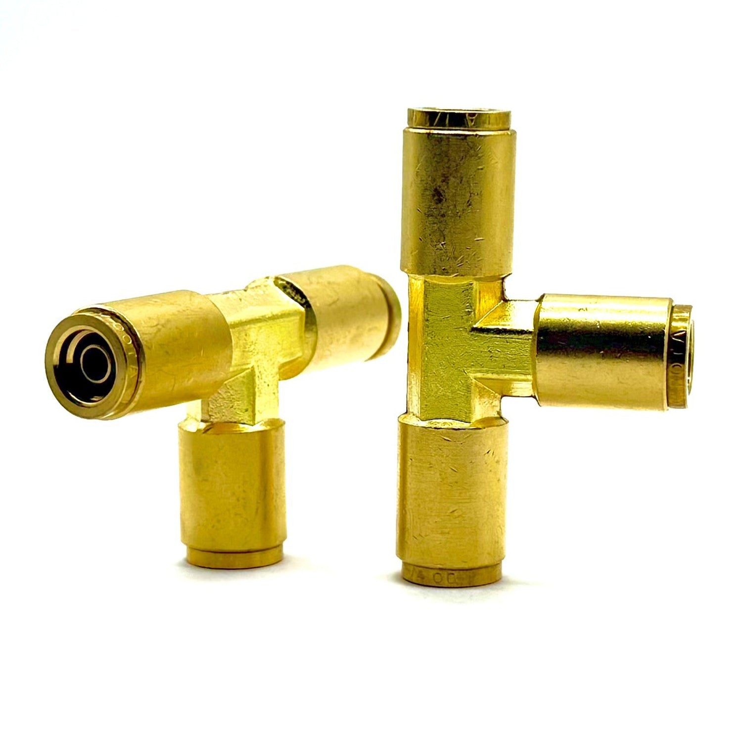 1/4" Tube Union Tee Coupling, D.O.T. Brass Push to Connect Air Brake Fitting