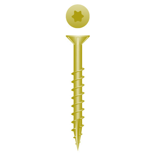 #9 Strong-Point Flat Head w/Nibs 9 x 3, T-25, Coarse, Type '17', Zinc Yellow