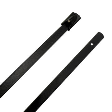 5.8" 150lb 316 Stainless Steel Zip Cable Tie Black Polyester Coated