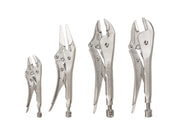 Locking Pliers Set, 4-Piece (Straight Jaw, Curved Jaw, Long Nose)