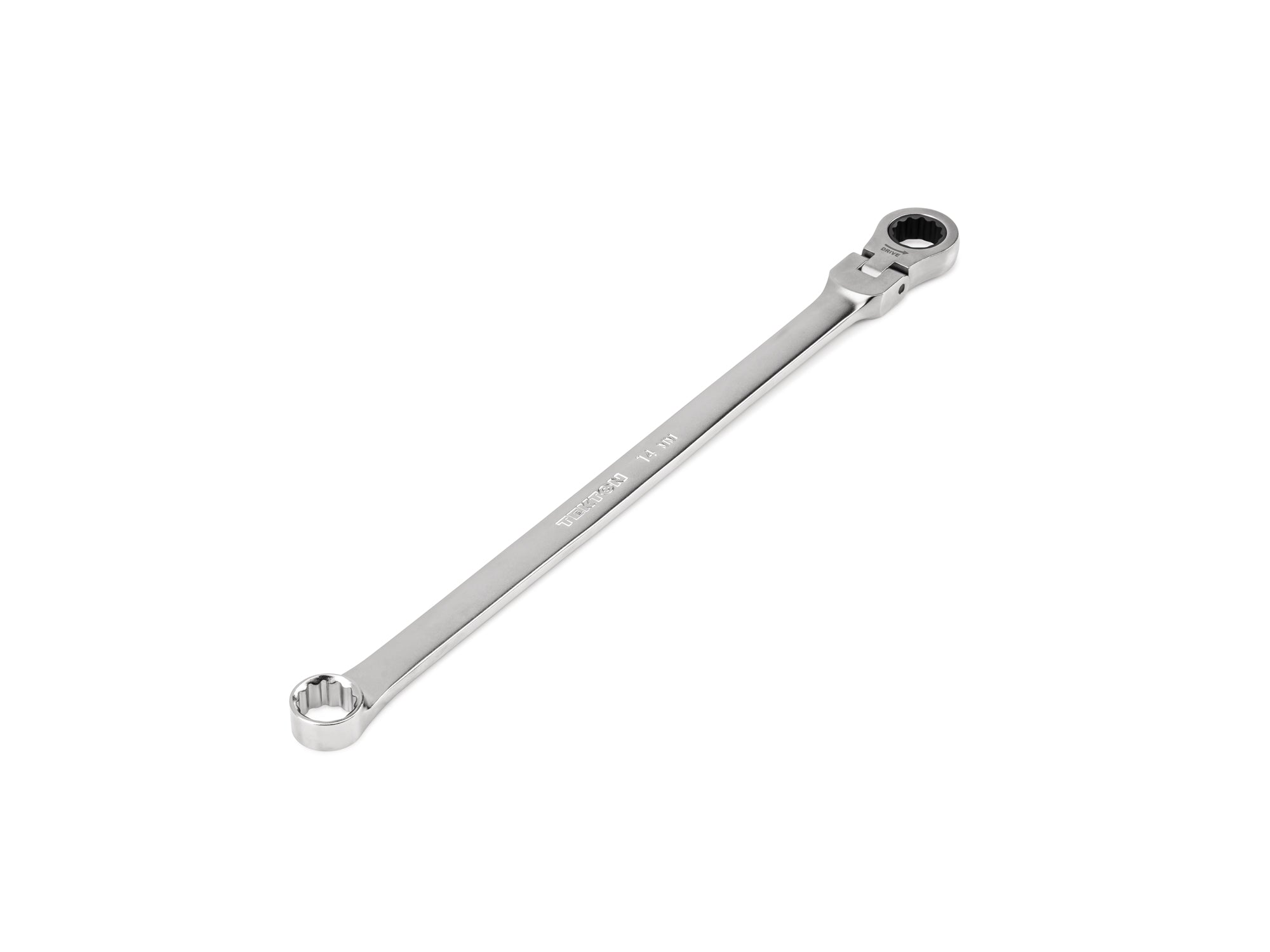 14 mm Long Fixed/Flex Head 12-Point Ratcheting Box End Wrench
