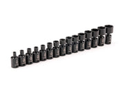 3/8 Inch Drive Shallow 6-Point Universal Joint Impact Socket Set, 15-Piece (1/4 - 1 in.)