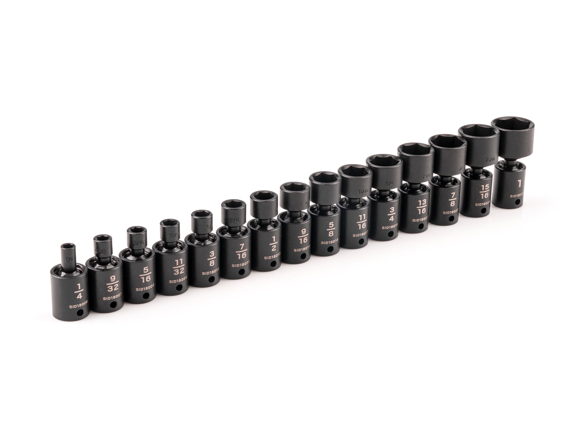 3/8 Inch Drive Shallow 6-Point Universal Joint Impact Socket Set, 15-Piece (1/4 - 1 in.)