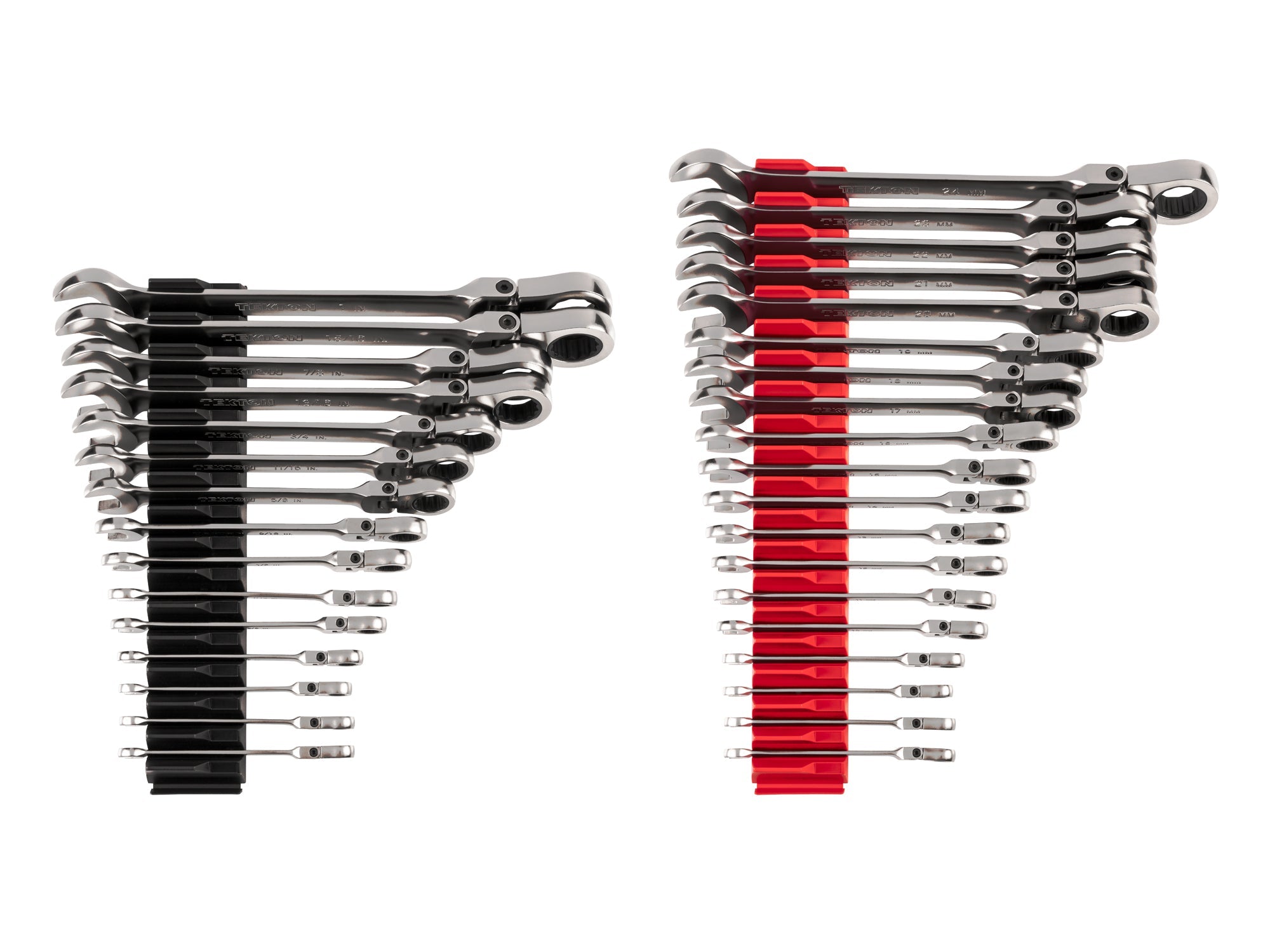Flex Head 12-Point Ratcheting Combination Wrench Set with Modular Organizers, 34-Piece (1/4-1 in., 6-24 mm)