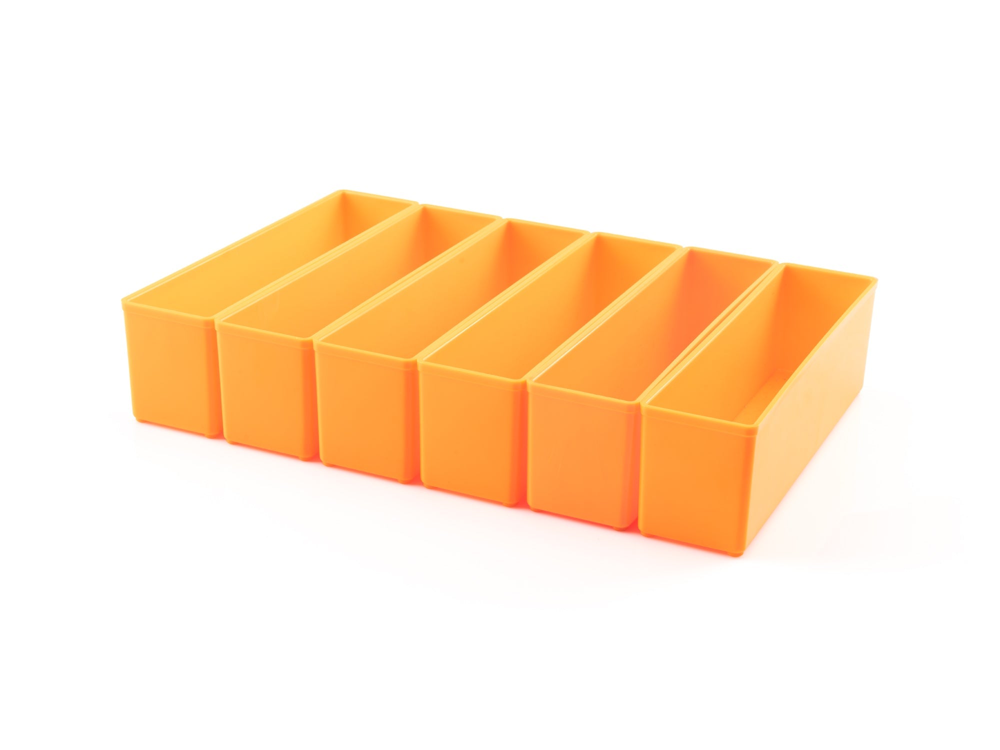 2 x 8 Inch Organizer Bin Set, 6-Piece (Orange)