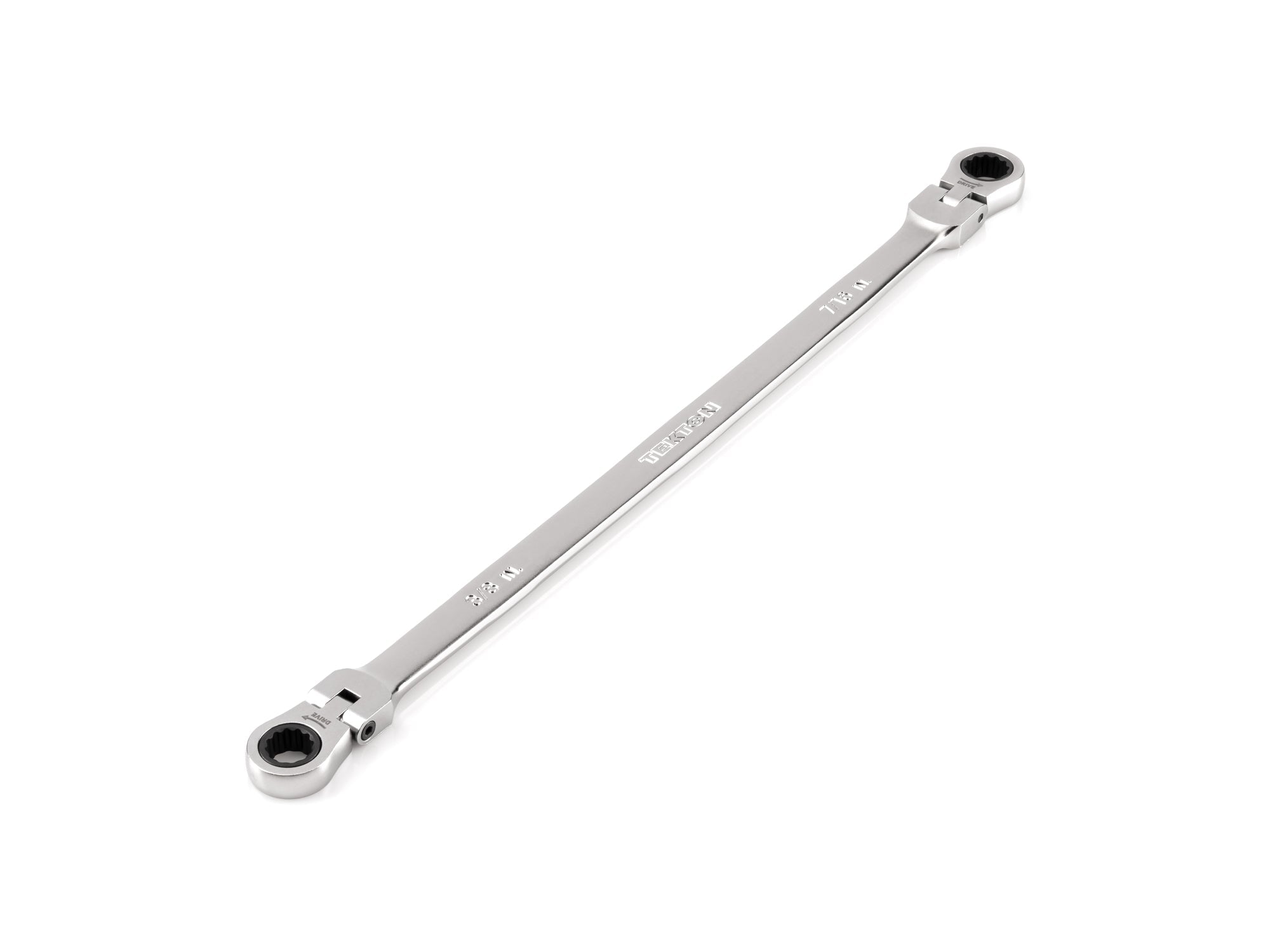 3/8 x 7/16 Inch Long Flex Head 12-Point Ratcheting Box End Wrench