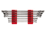 Long Flex Head 12-Point Ratcheting Box End Wrench Set with Modular Organizers, 7-Piece (6-19 mm)