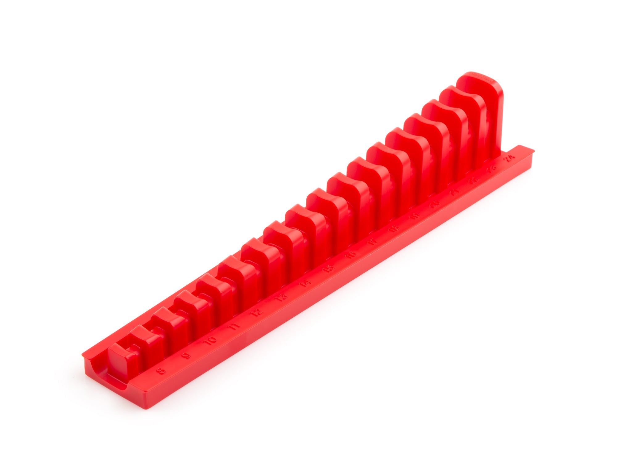 17-Tool 3/8 Inch Drive Crowfoot Wrench Organizer Rack, Red (8 - 24 mm)