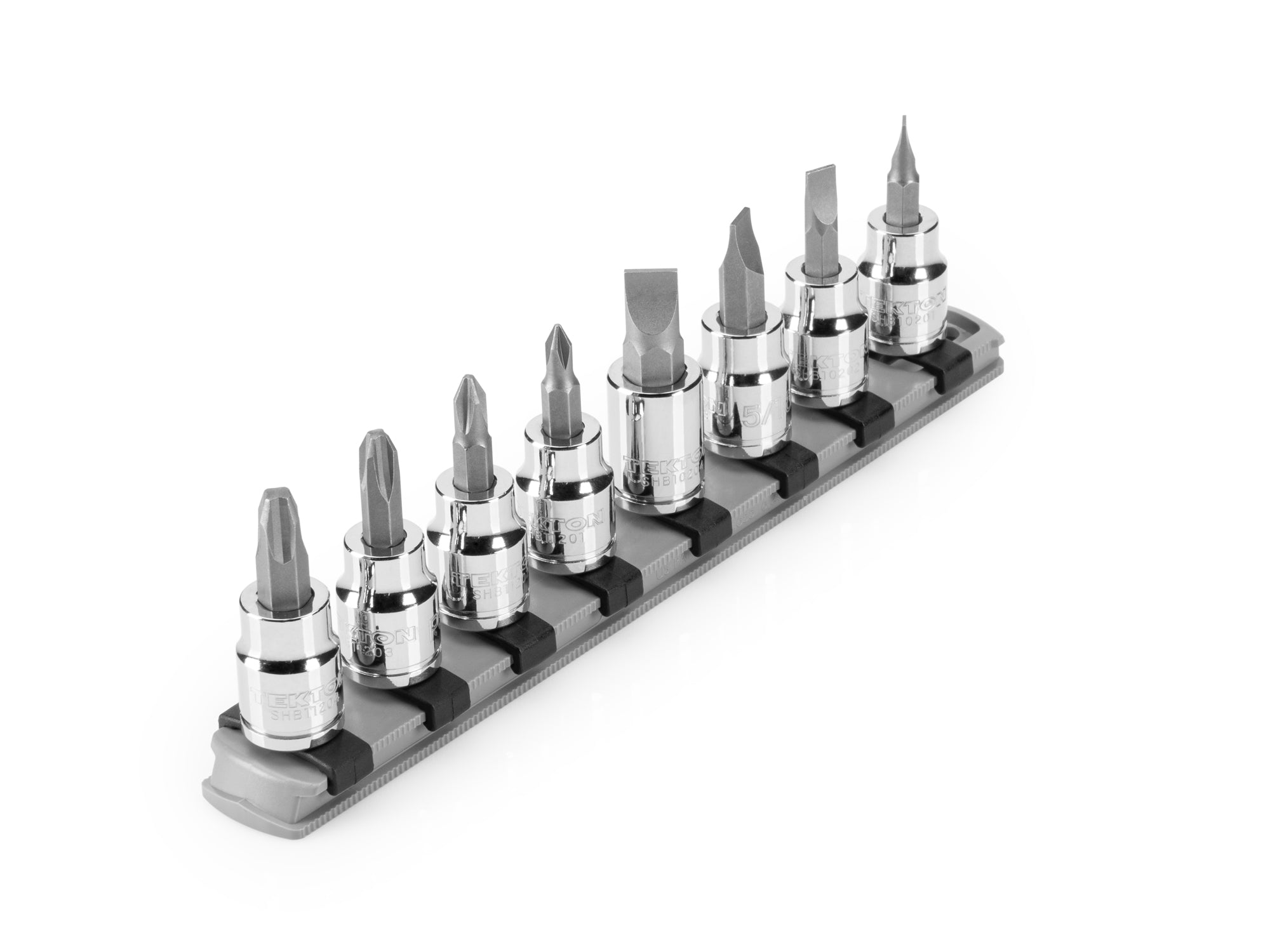 3/8 Inch Drive Phillips/Slotted Bit Socket Set with Rail, 8-Piece (#1-#4, 3/16-3/8 in.)