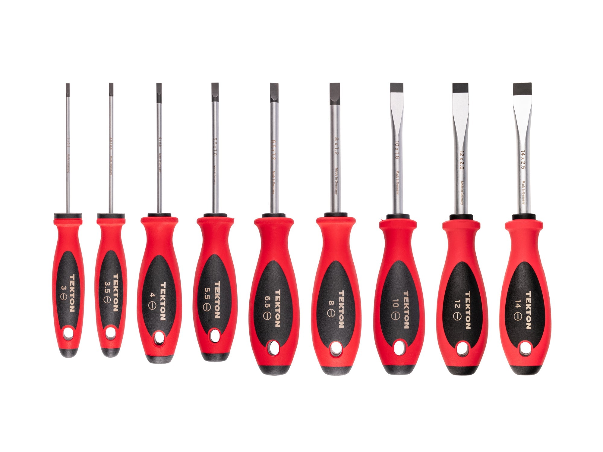 Slotted Screwdriver Set - 4 Inch Shanks, 9-Piece (3 - 14 mm)