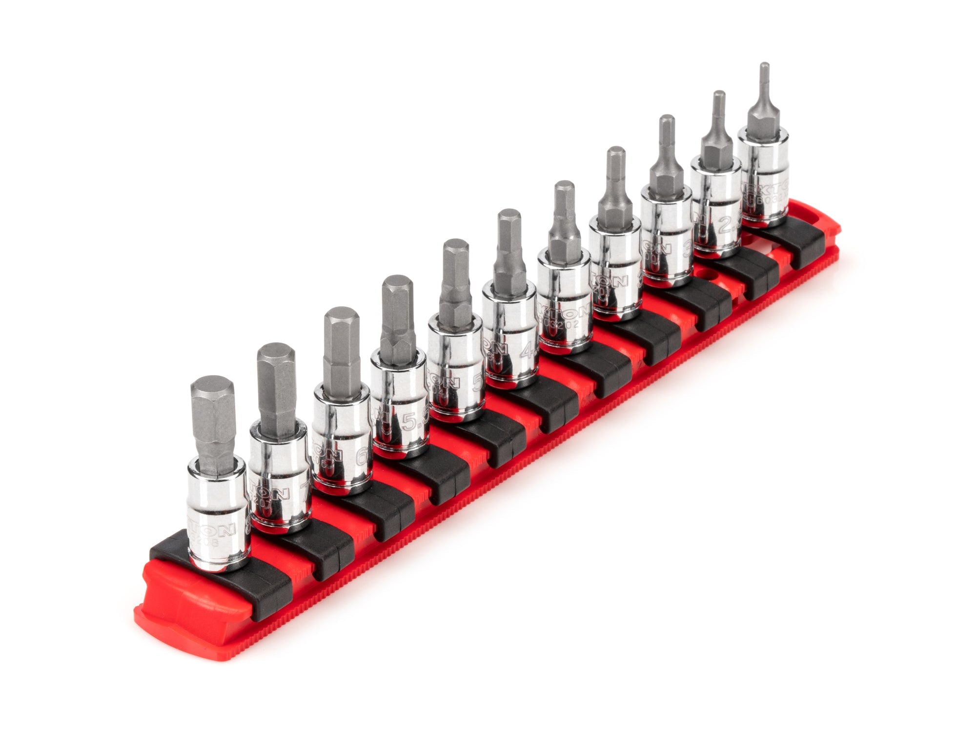 1/4 in Drive Hex Bit Socket Set with Rail, 11-Piece (2 - 8 mm)