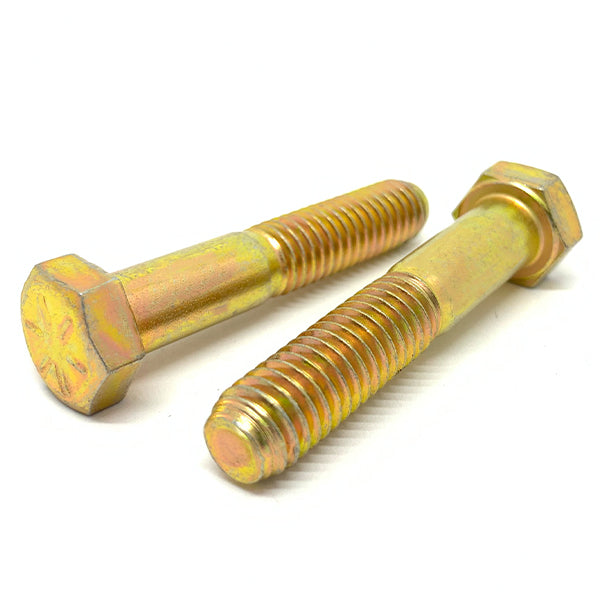 1/4-20x3-3/4" Hex Head Cap Screws Grade 8 Zinc Yellow