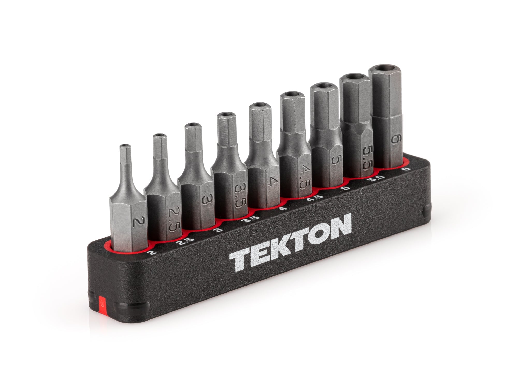 1/4 Inch Tamper Hex Bit Set with Rail, 9-Piece (2 - 6 mm)