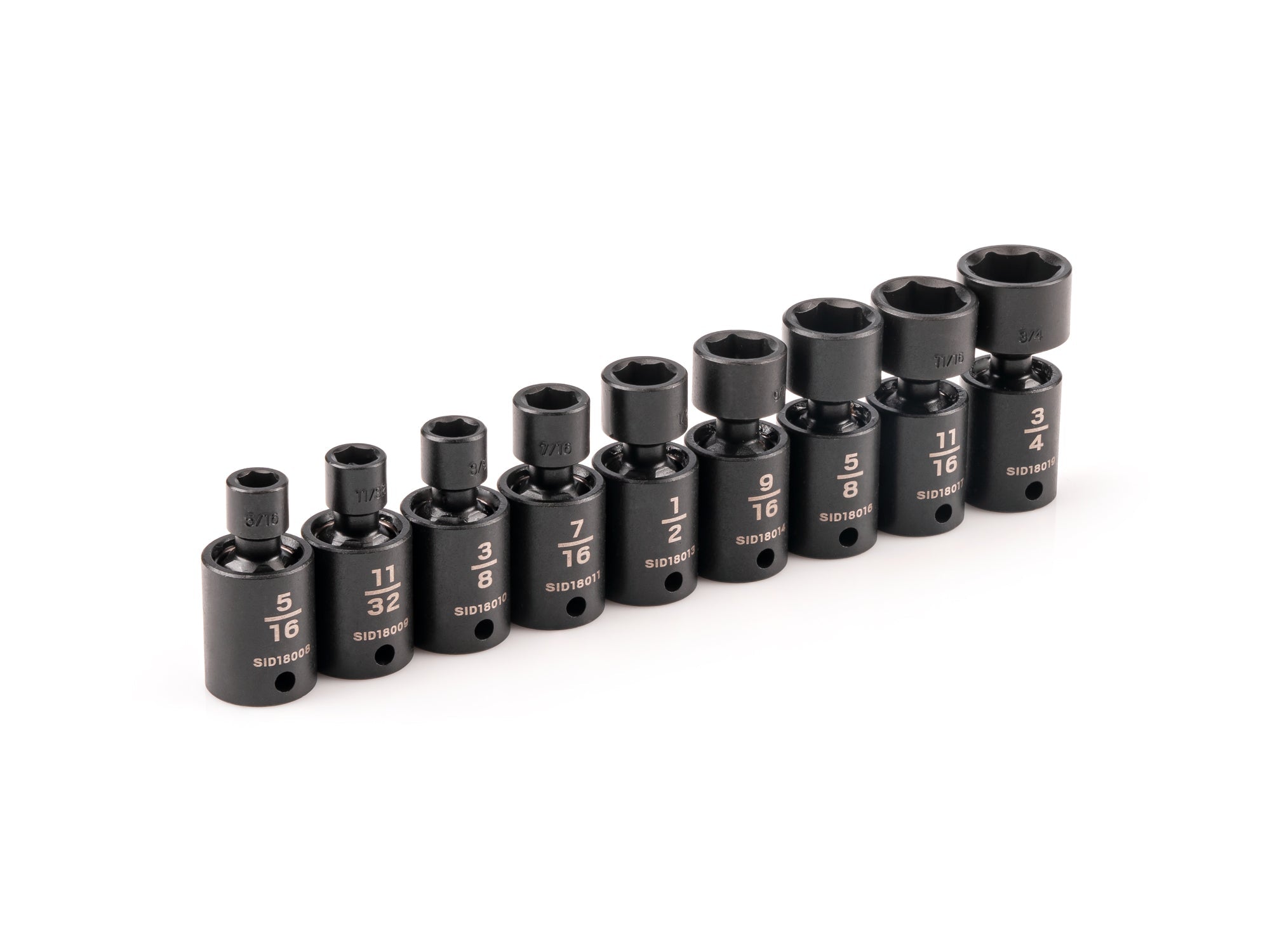 3/8 Inch Drive Shallow 6-Point Universal Joint Impact Socket Set, 9-Piece (5/16 - 3/4 in.)