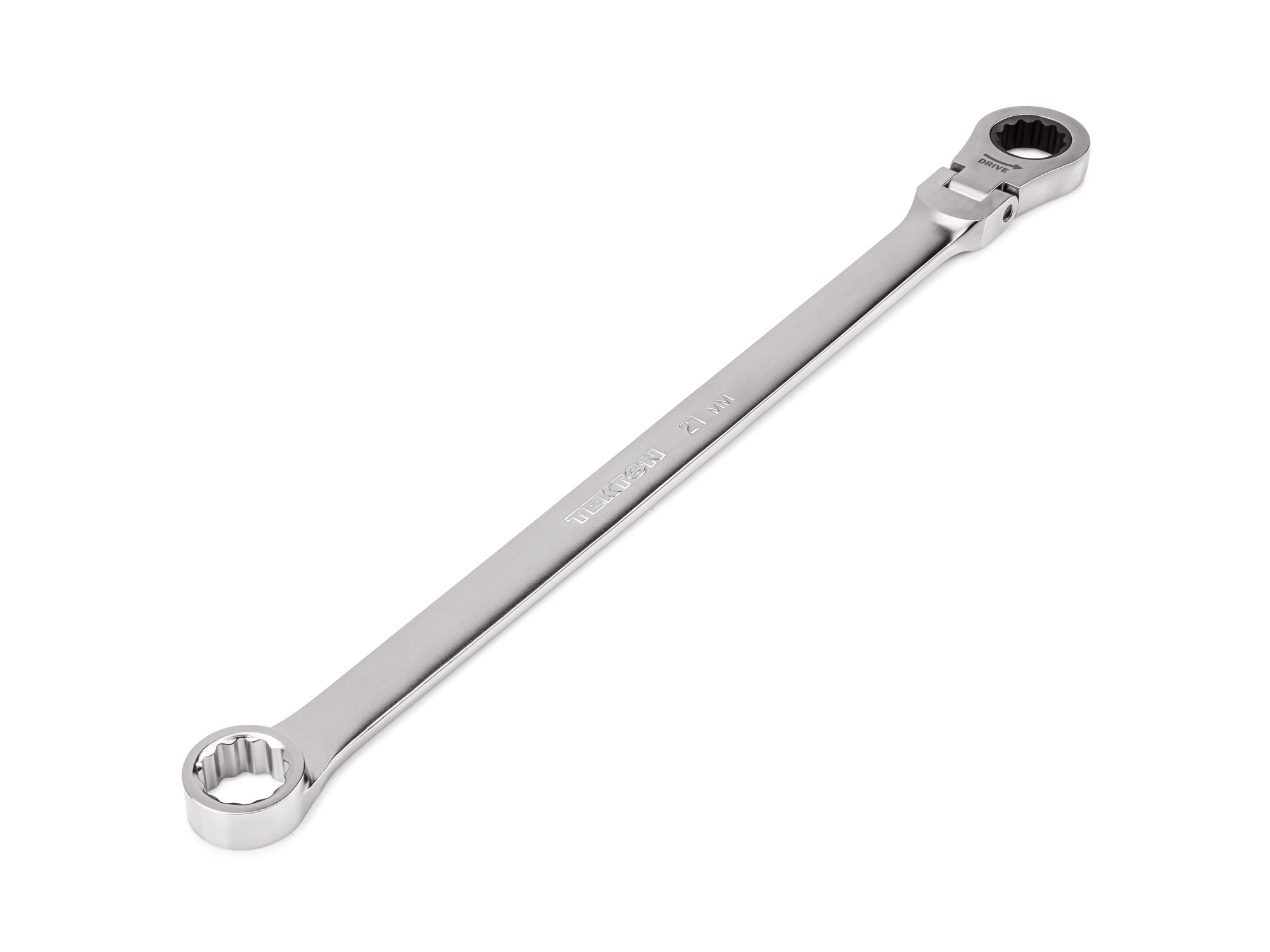 21 mm Long Fixed/Flex Head 12-Point Ratcheting Box End Wrench