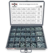 Phil Flat Machine Screws Zinc Clear Assortment - 3556 PCS