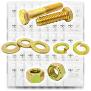 Inch Grade 8 Hex Cap Screws, Hex Nuts, Flat & Lock Washers Fine Thread Zinc Yellow 1/4", 5/16" 3/8", & 1/2" - 1268 PCS