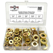 Inch Grade 8 SAE Extra Thick Flat Washer Assortment - 168 PCS
