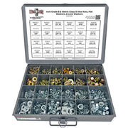 Inch & Metric Grade 8 Hex Nut, Flat & Lock Washer Assortment - 1151 PCS