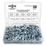 #6 #8 #10 1/4" 5/16" Coarse Case Hardened Serrated Hex Flange Nut Assortment - 301 PCS