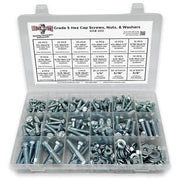 Inch Grade 5 Hex Cap Screws, Hex Nuts, Flat & Lock Washers - 380 PCS