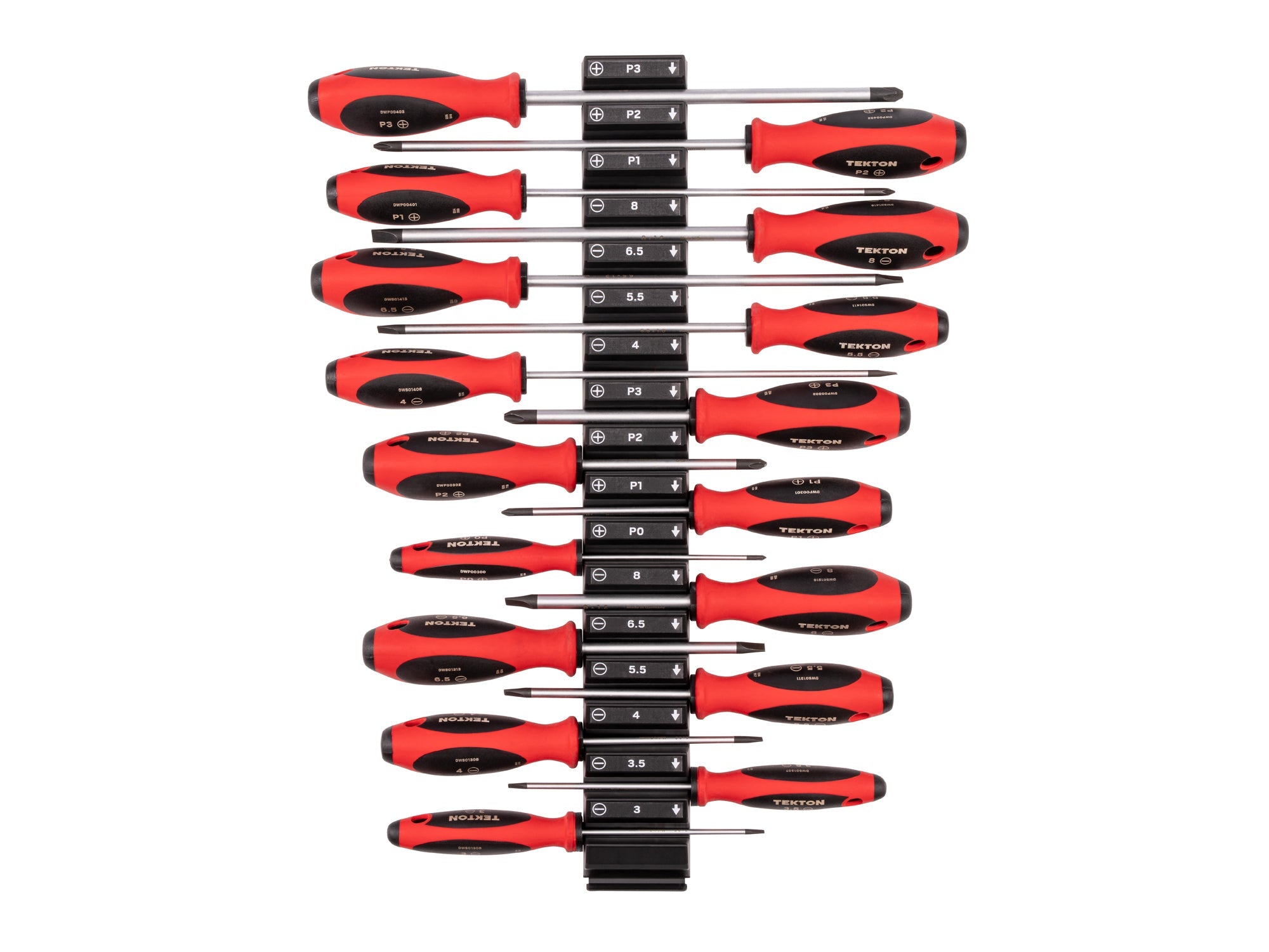 Phillips and Slotted Screwdriver Set with Modular Organizers - 4, 8 Inch Shanks, 17-Piece (#0 - #3, 3 - 8 mm)