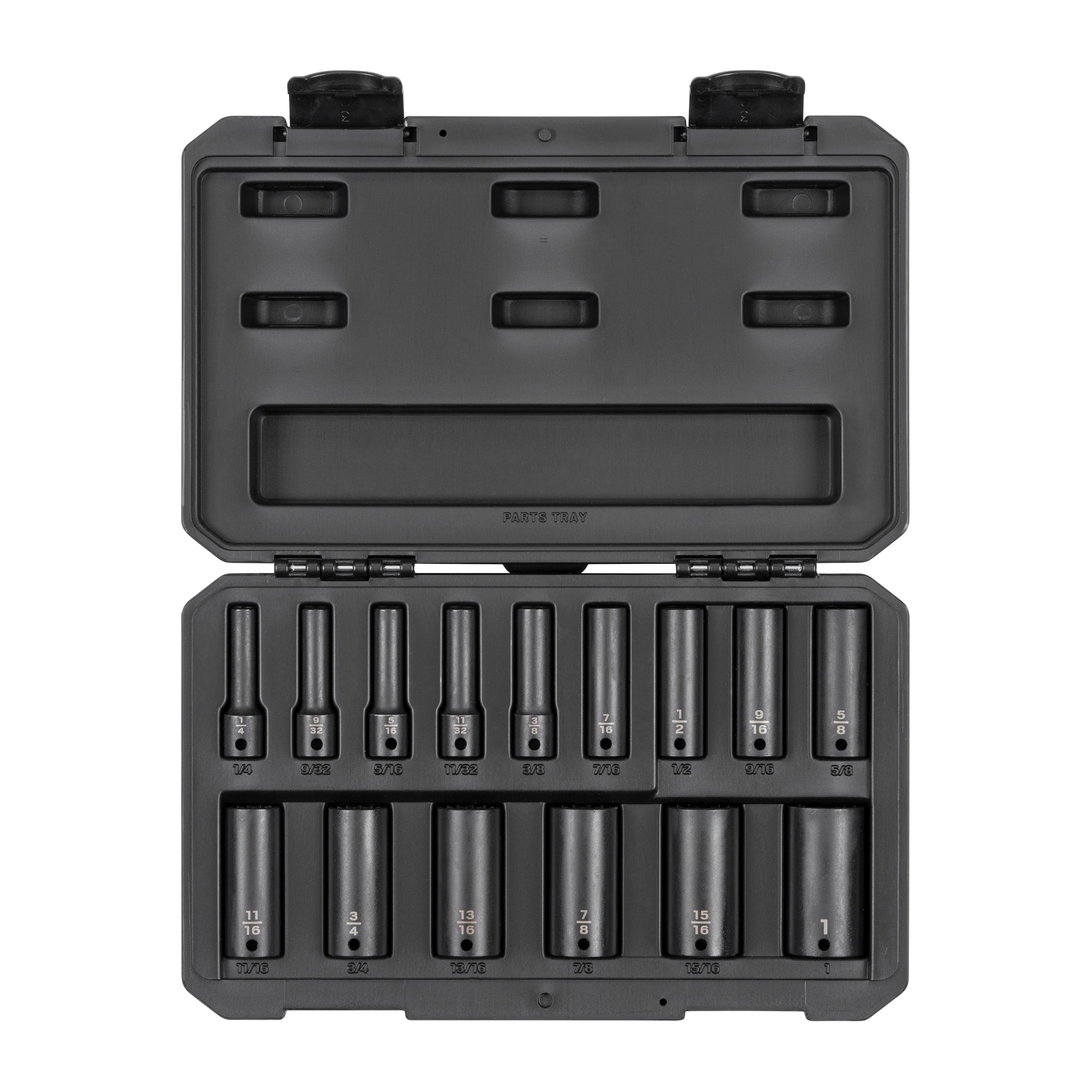 3/8 Inch Drive Deep 12-Point Impact Socket Set with Case, 15-Piece (1/4 - 1 in.)
