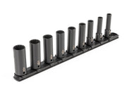 3/8 Inch Drive Deep 12-Point Impact Socket Set with Rail, 9-Piece (5/16 - 3/4 in.)
